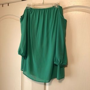 Green strapless mini dress